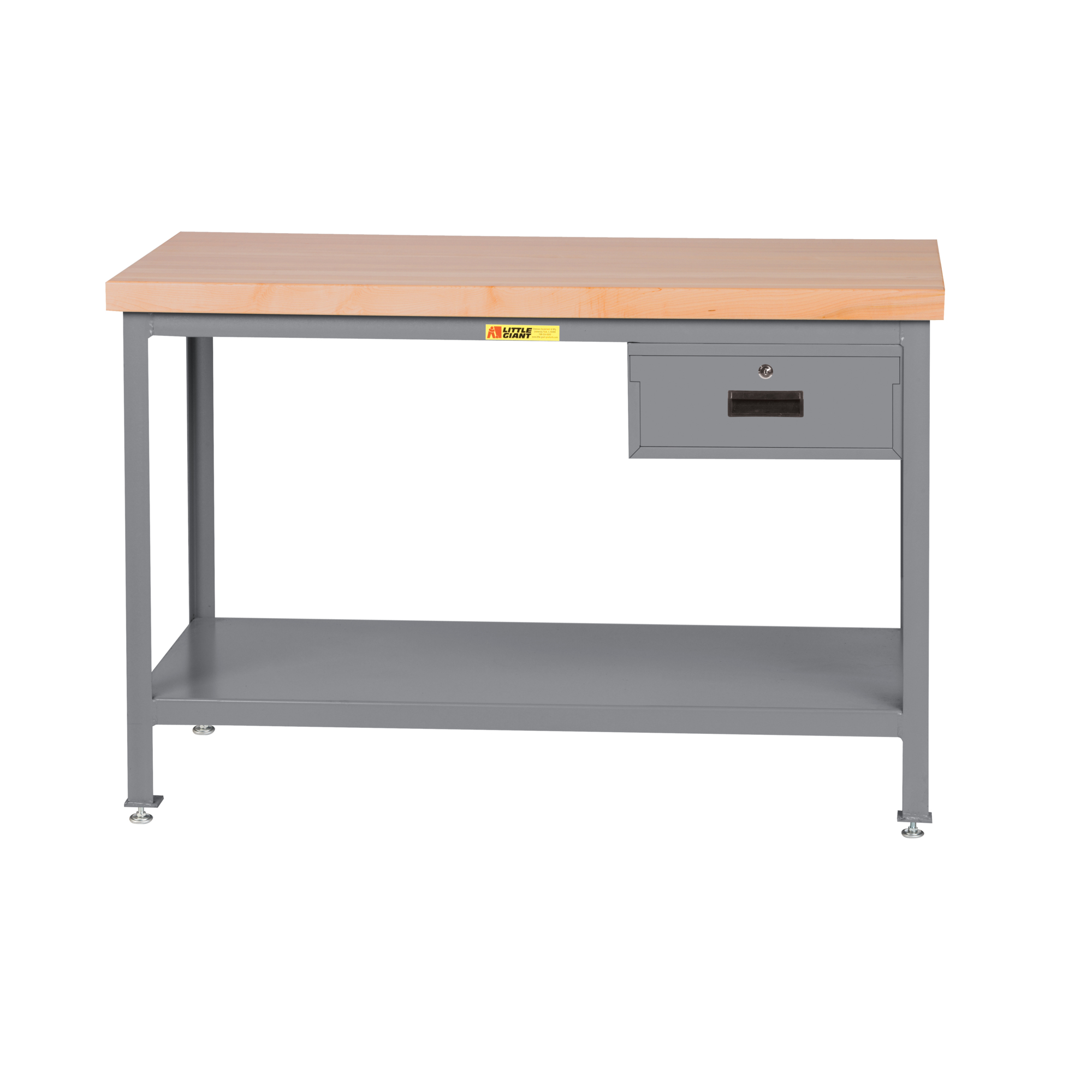Little Giant Butcher Block Top Table - 48in. x 30in., 2000-Lb. Capacity, 32-35in. Height, Levelers, Model# WTS-3048-LL-DR